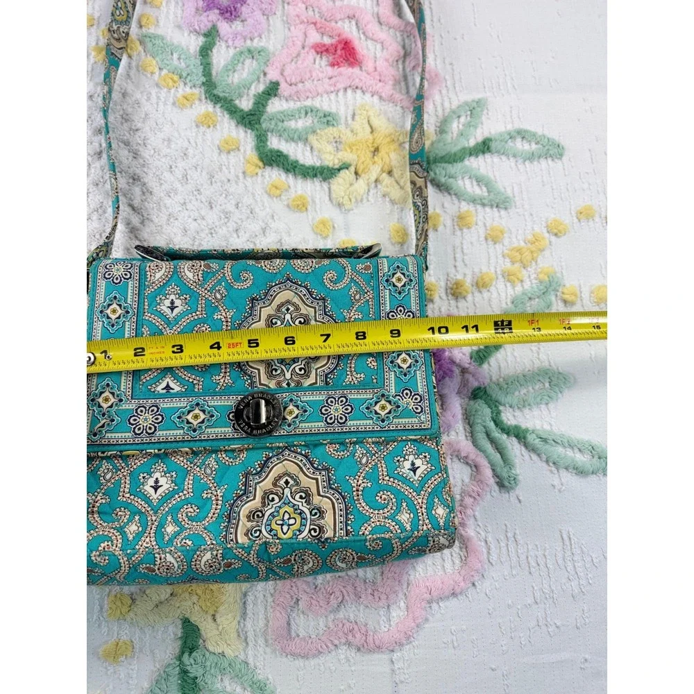 Vera Bradley Shoulder Bag Teal Paisley Pattern Flap‎ Top Closure - Picture 3 of 8